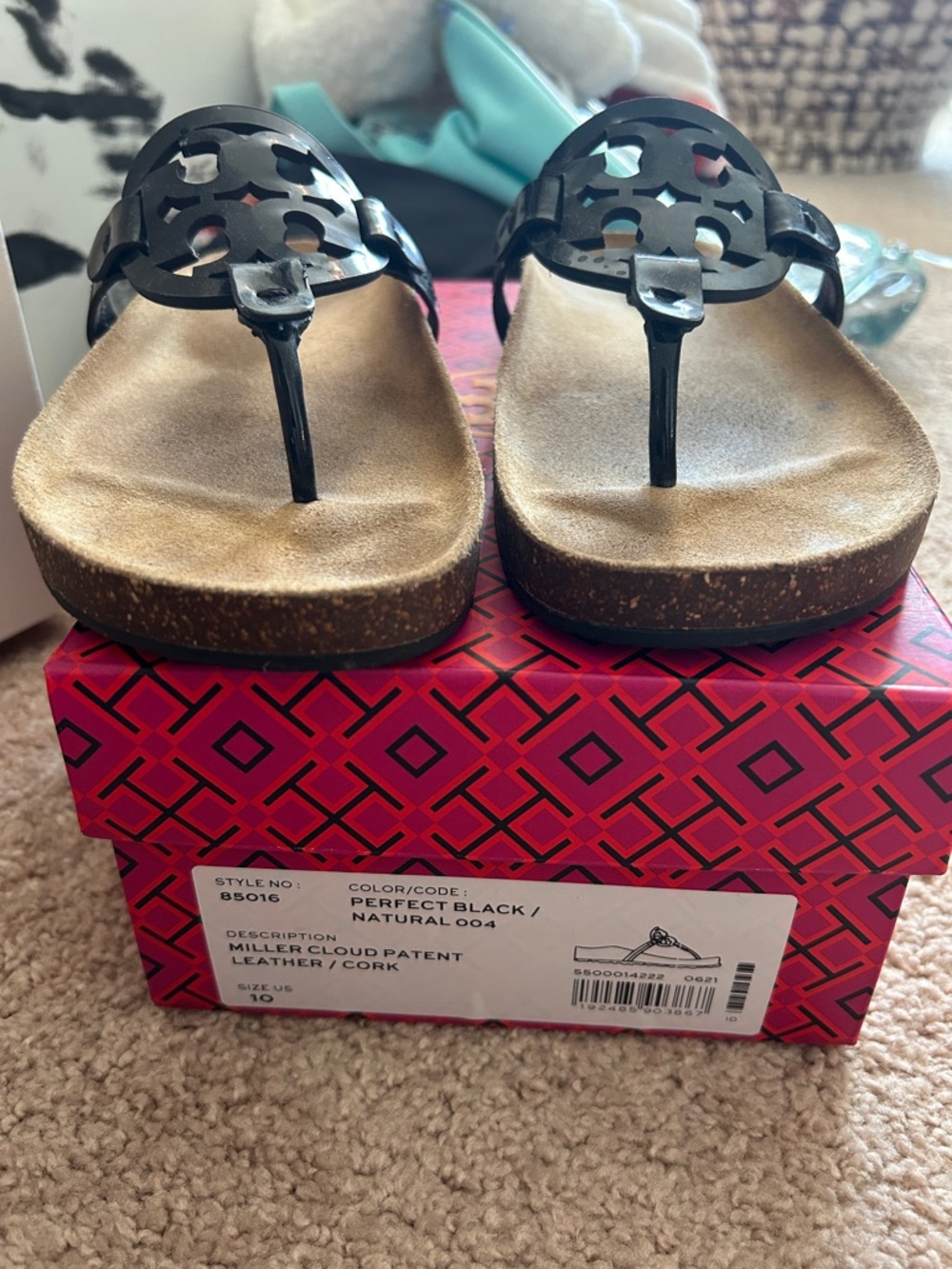 Tory Burch Black Sandals with Natural Cork Footbed - Picture 4 of 4